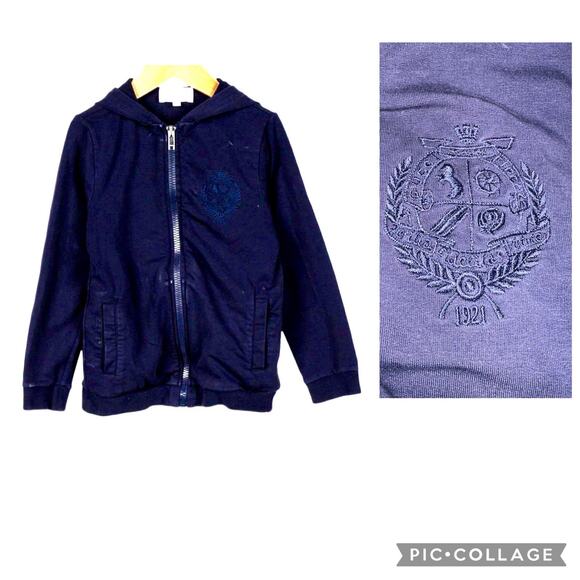 Gucci Girls Cardigan Full Zip Hooded Logo Cotton Blend Sweater Blue Size 4Y - Picture 1 of 6